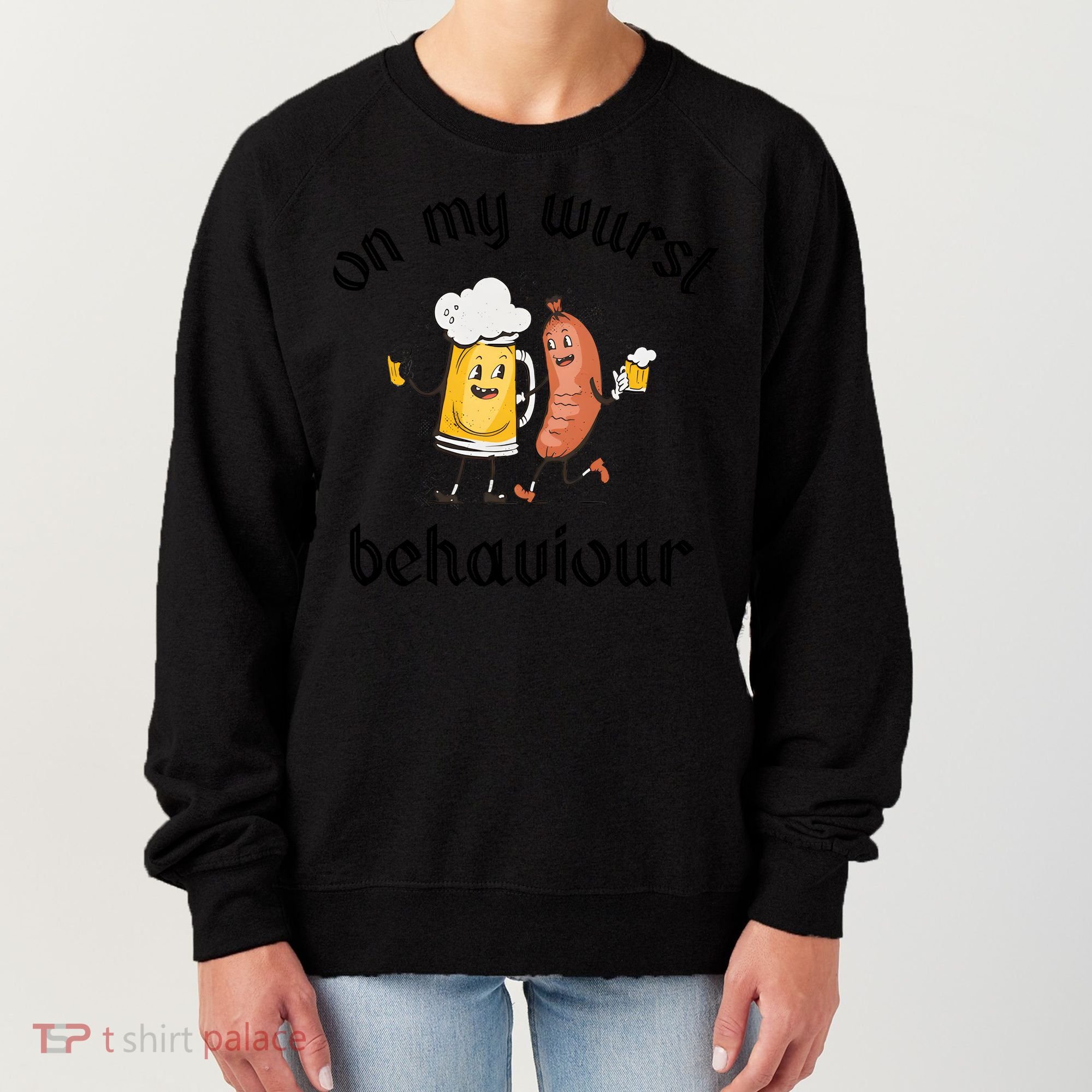 Funny Oktoberfest On My Wurst Behaviour Beer Hot Dog Drinking Team Women's Sweatshirt