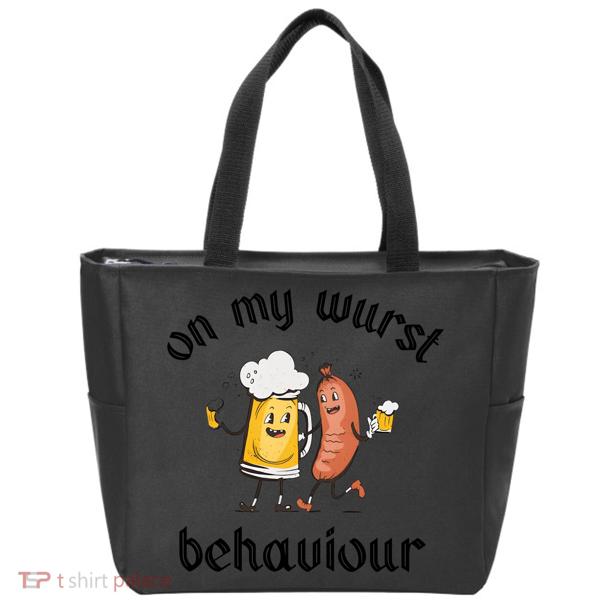 Funny Oktoberfest On My Wurst Behaviour Beer Hot Dog Drinking Team Tote Bag