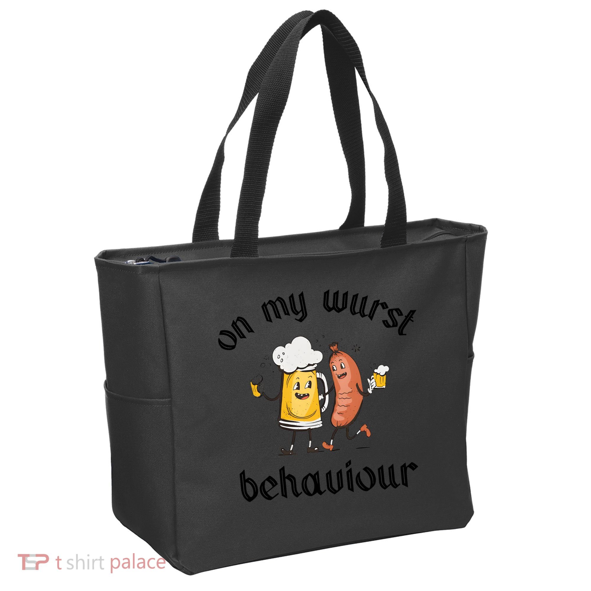Funny Oktoberfest On My Wurst Behaviour Beer Hot Dog Drinking Team Tote Bag