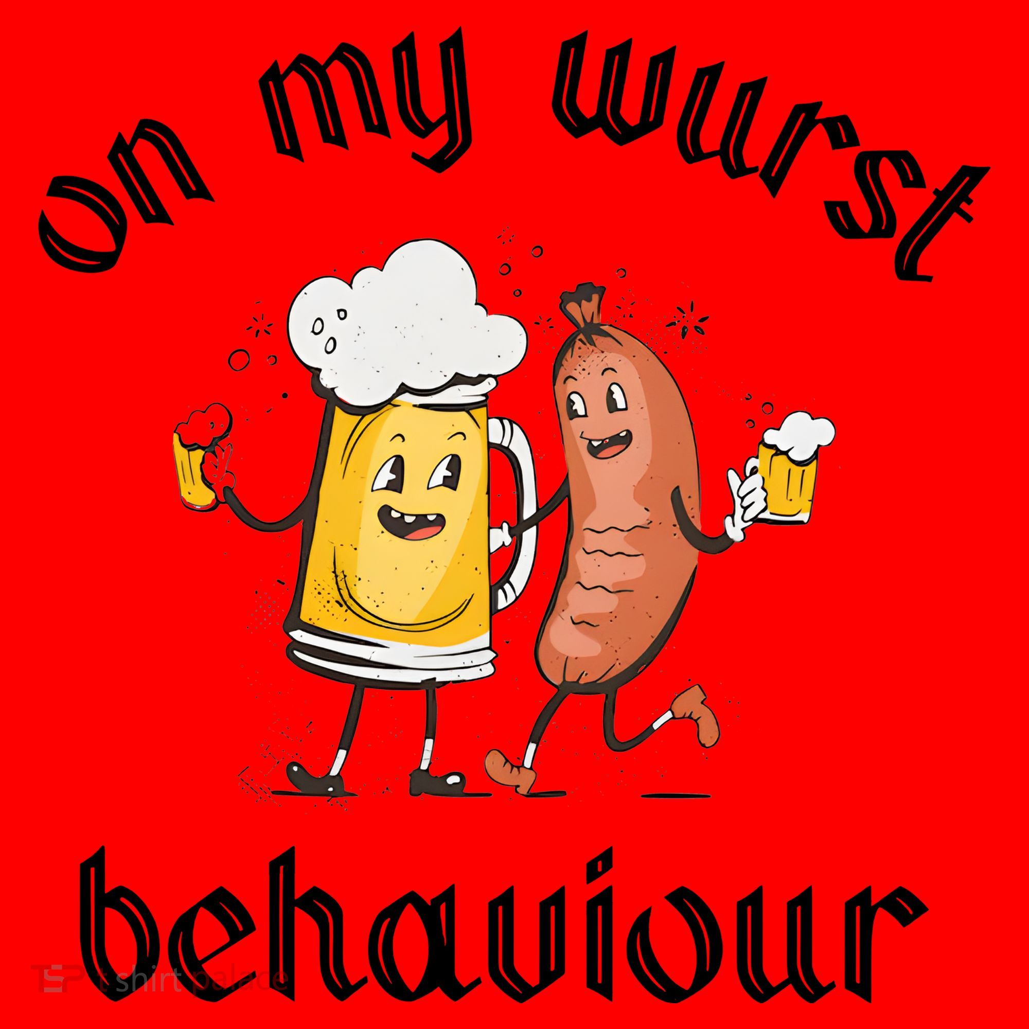 Funny Oktoberfest On My Wurst Behaviour Beer Hot Dog Drinking Team Santa Hat
