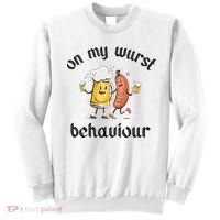 Funny Oktoberfest On My Wurst Behaviour Beer Hot Dog Drinking Team Sweatshirt thumb 0