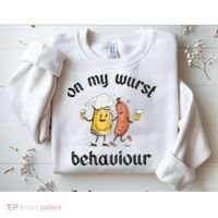 Funny Oktoberfest On My Wurst Behaviour Beer Hot Dog Drinking Team Sweatshirt thumb 2