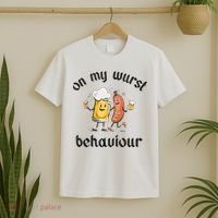 Funny Oktoberfest On My Wurst Behaviour Beer Hot Dog Drinking Team T-Shirt thumb 2