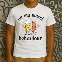 Funny Oktoberfest On My Wurst Behaviour Beer Hot Dog Drinking Team T-Shirt thumb 3