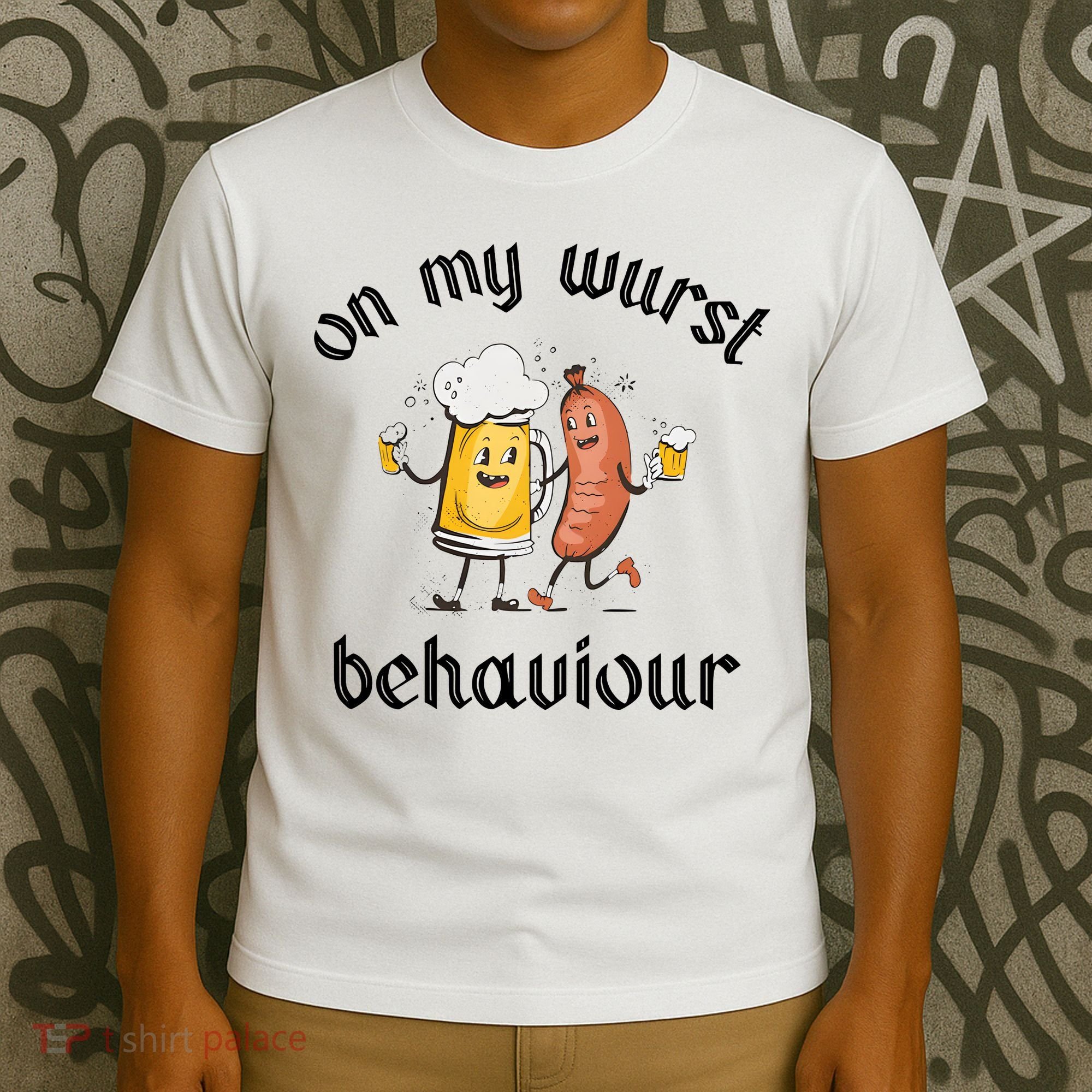 Funny Oktoberfest On My Wurst Behaviour Beer Hot Dog Drinking Team T-Shirt