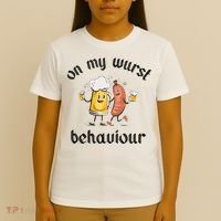 Funny Oktoberfest On My Wurst Behaviour Beer Hot Dog Drinking Team T-Shirt thumb 4