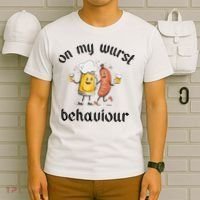 Funny Oktoberfest On My Wurst Behaviour Beer Hot Dog Drinking Team T-Shirt thumb 6