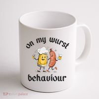 Funny Oktoberfest On My Wurst Behaviour Beer Hot Dog Drinking Team Coffee Mug thumb 1
