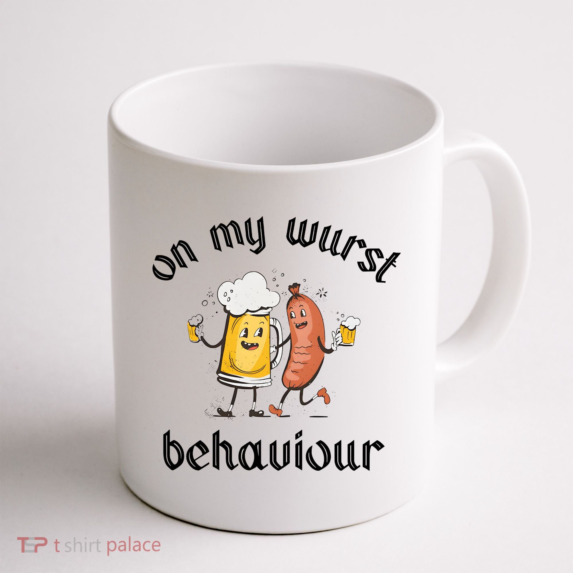 Funny Oktoberfest On My Wurst Behaviour Beer Hot Dog Drinking Team Coffee Mug