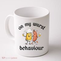 Funny Oktoberfest On My Wurst Behaviour Beer Hot Dog Drinking Team Coffee Mug thumb 0