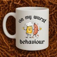 Funny Oktoberfest On My Wurst Behaviour Beer Hot Dog Drinking Team Coffee Mug thumb 2