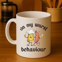 Funny Oktoberfest On My Wurst Behaviour Beer Hot Dog Drinking Team Coffee Mug thumb 4