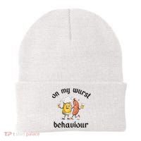 Funny Oktoberfest On My Wurst Behaviour Beer Hot Dog Drinking Team Beanie thumb 0