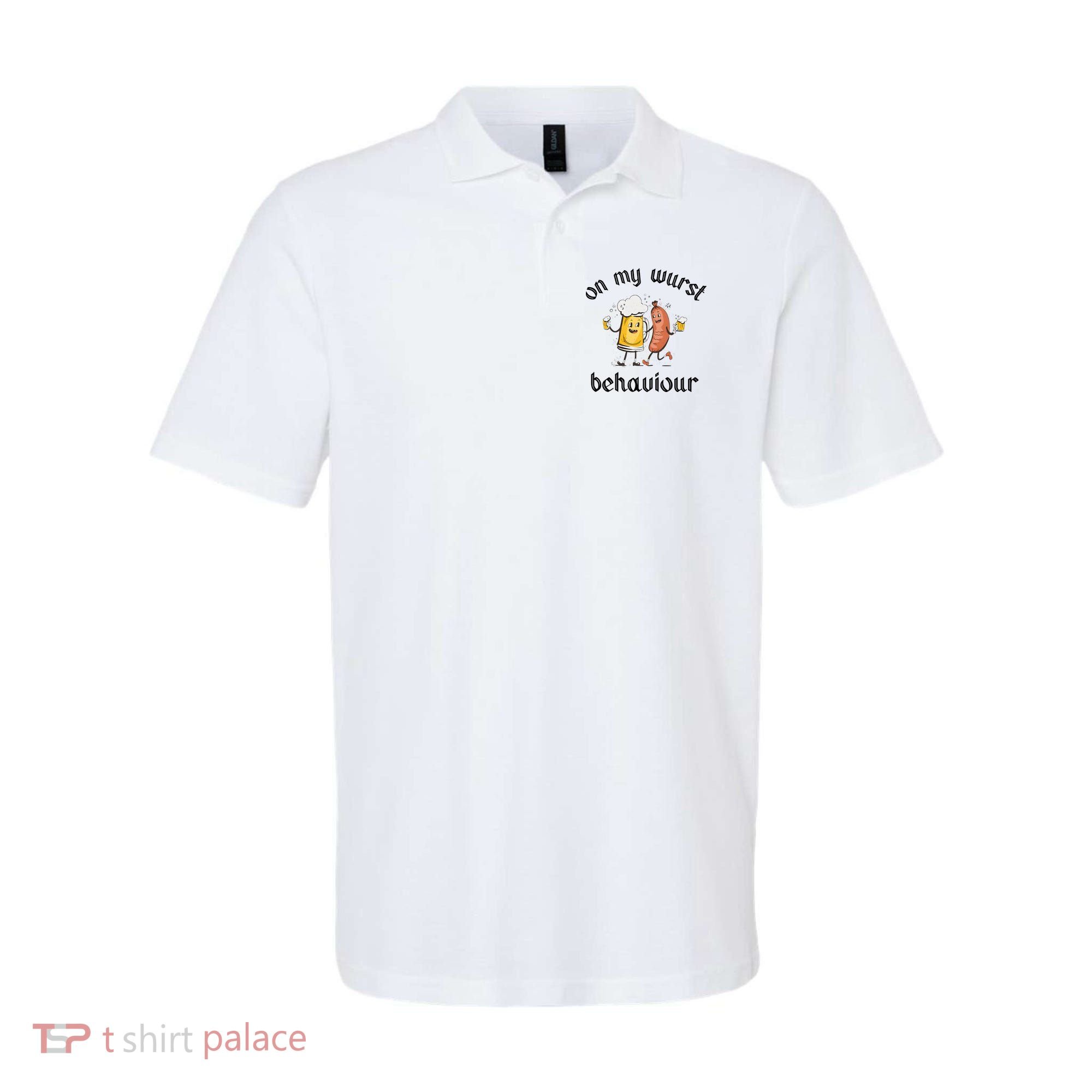 Funny Oktoberfest On My Wurst Behaviour Beer Hot Dog Drinking Team Polo