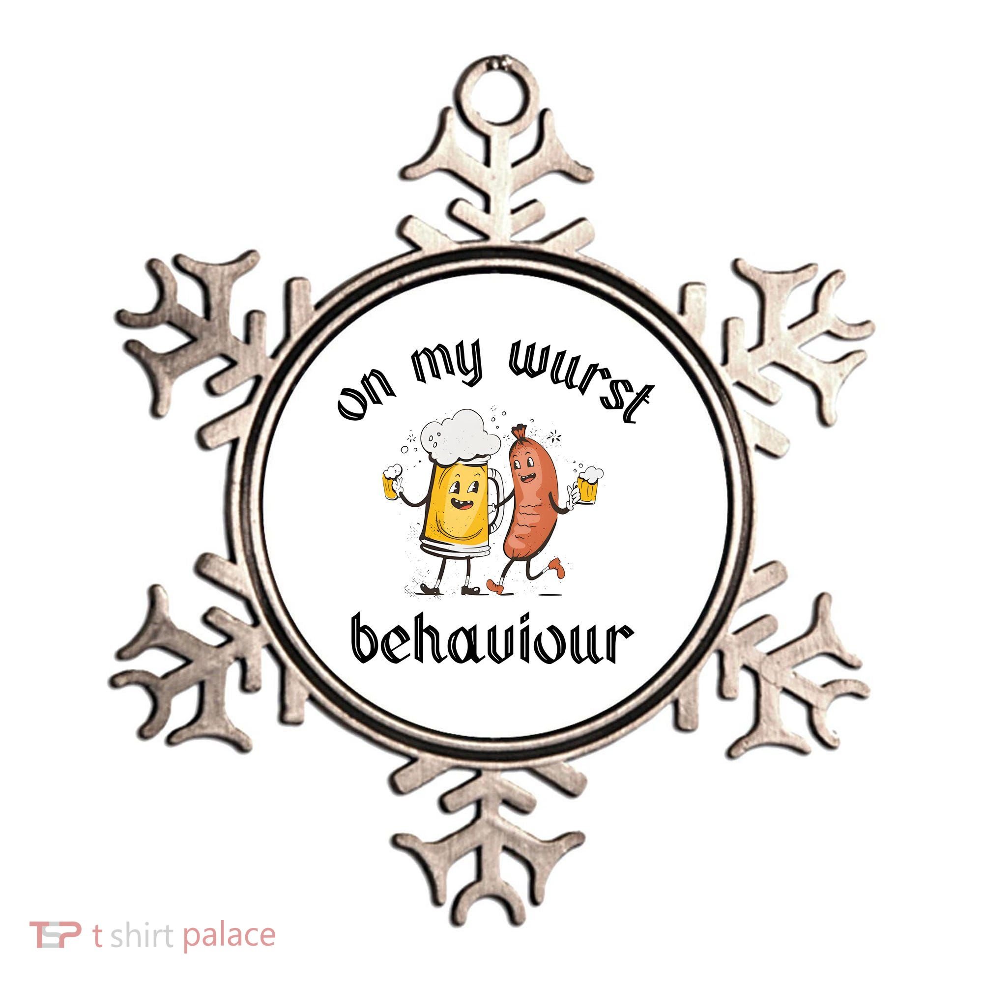 Funny Oktoberfest On My Wurst Behaviour Beer Hot Dog Drinking Team Ornament