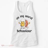 Funny Oktoberfest On My Wurst Behaviour Beer Hot Dog Drinking Team Women's Tank Top thumb 0
