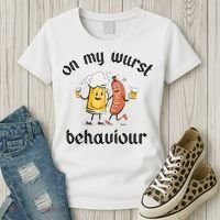 Funny Oktoberfest On My Wurst Behaviour Beer Hot Dog Drinking Team Women's T-Shirt thumb 3