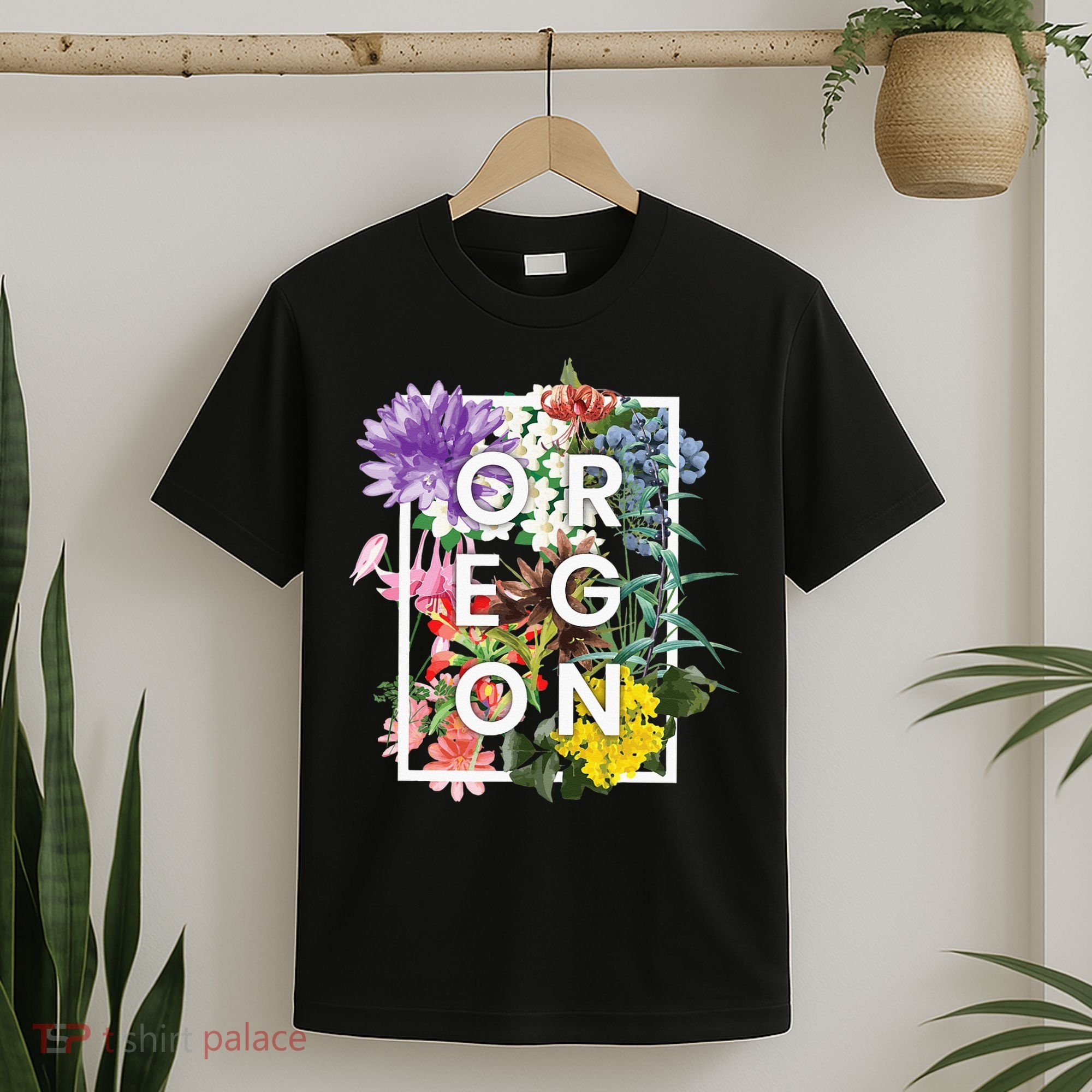 Flowers Of Oregon Word Art Oregonian Pride T-Shirt