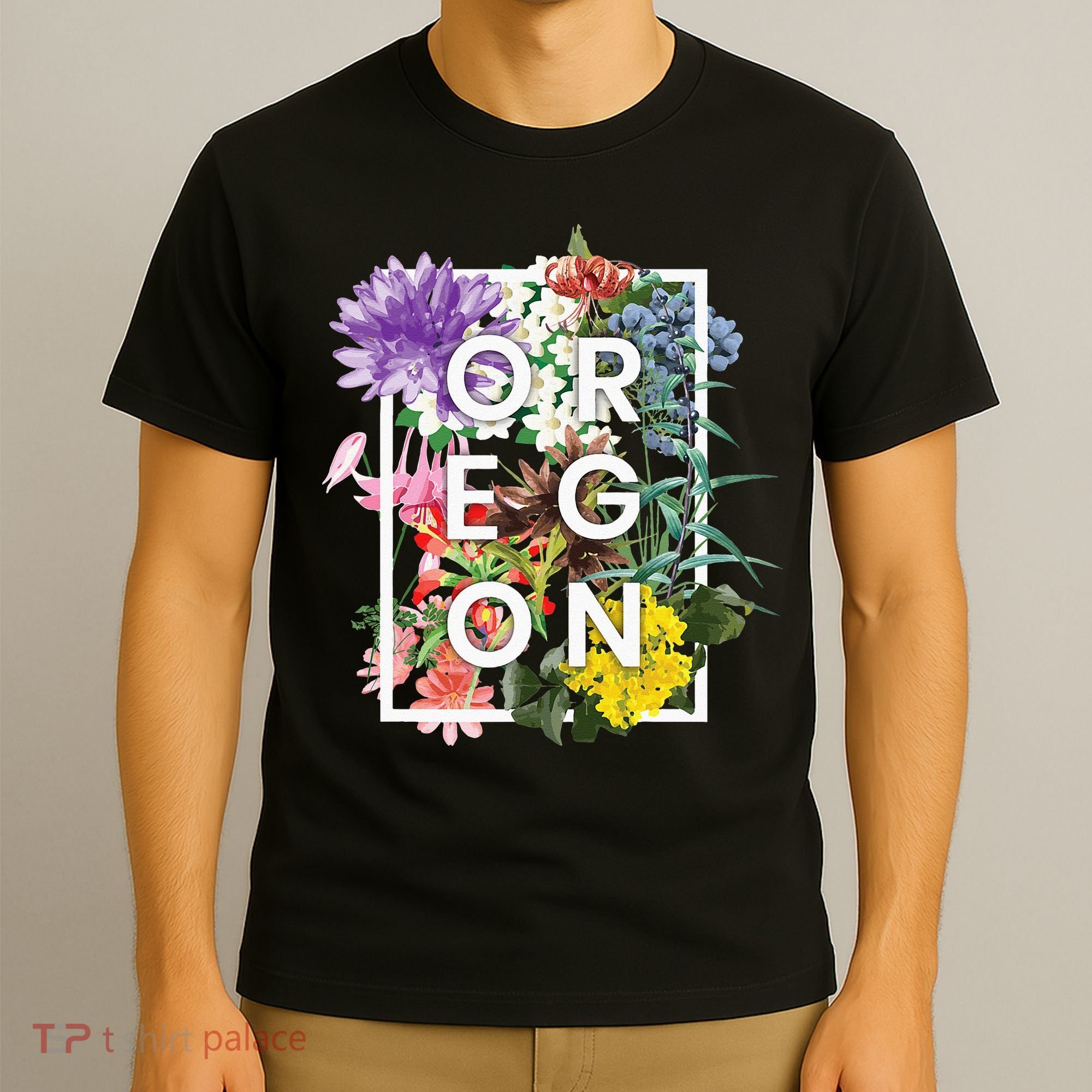 Flowers Of Oregon Word Art Oregonian Pride T-Shirt