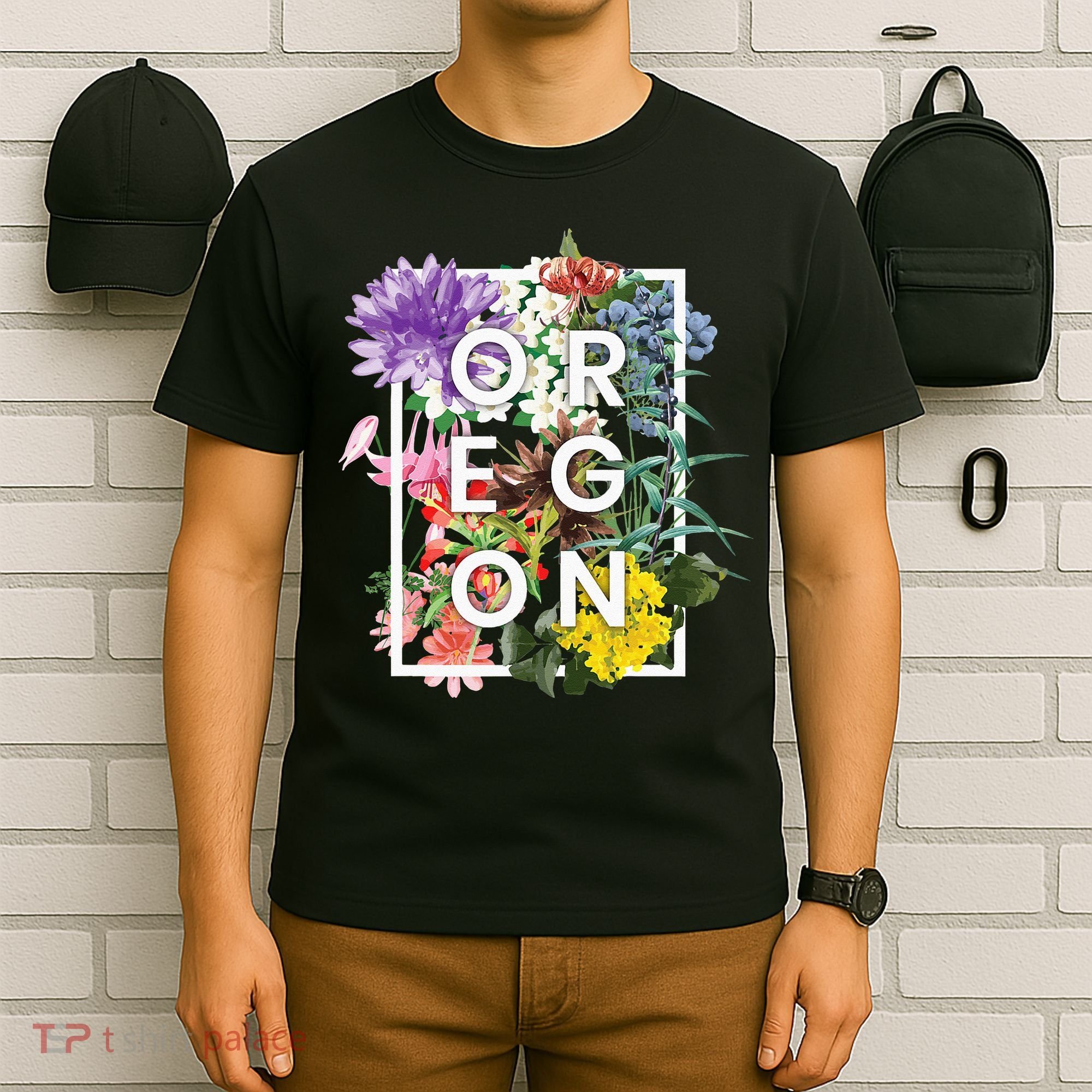 Flowers Of Oregon Word Art Oregonian Pride T-Shirt