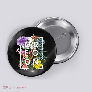 Flowers Of Oregon Word Art Oregonian Pride Button