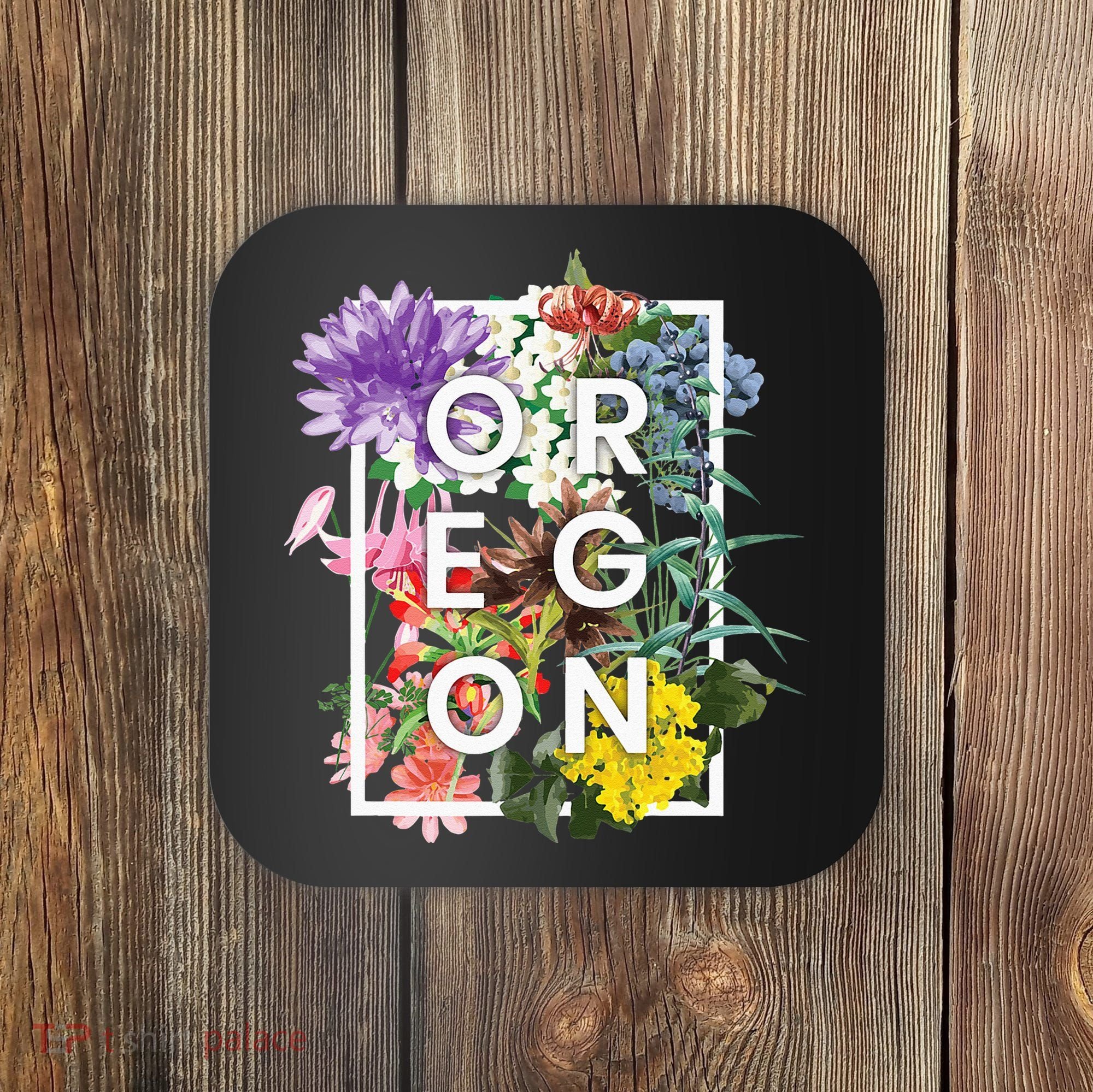Flowers Of Oregon Word Art Oregonian Pride Coaster