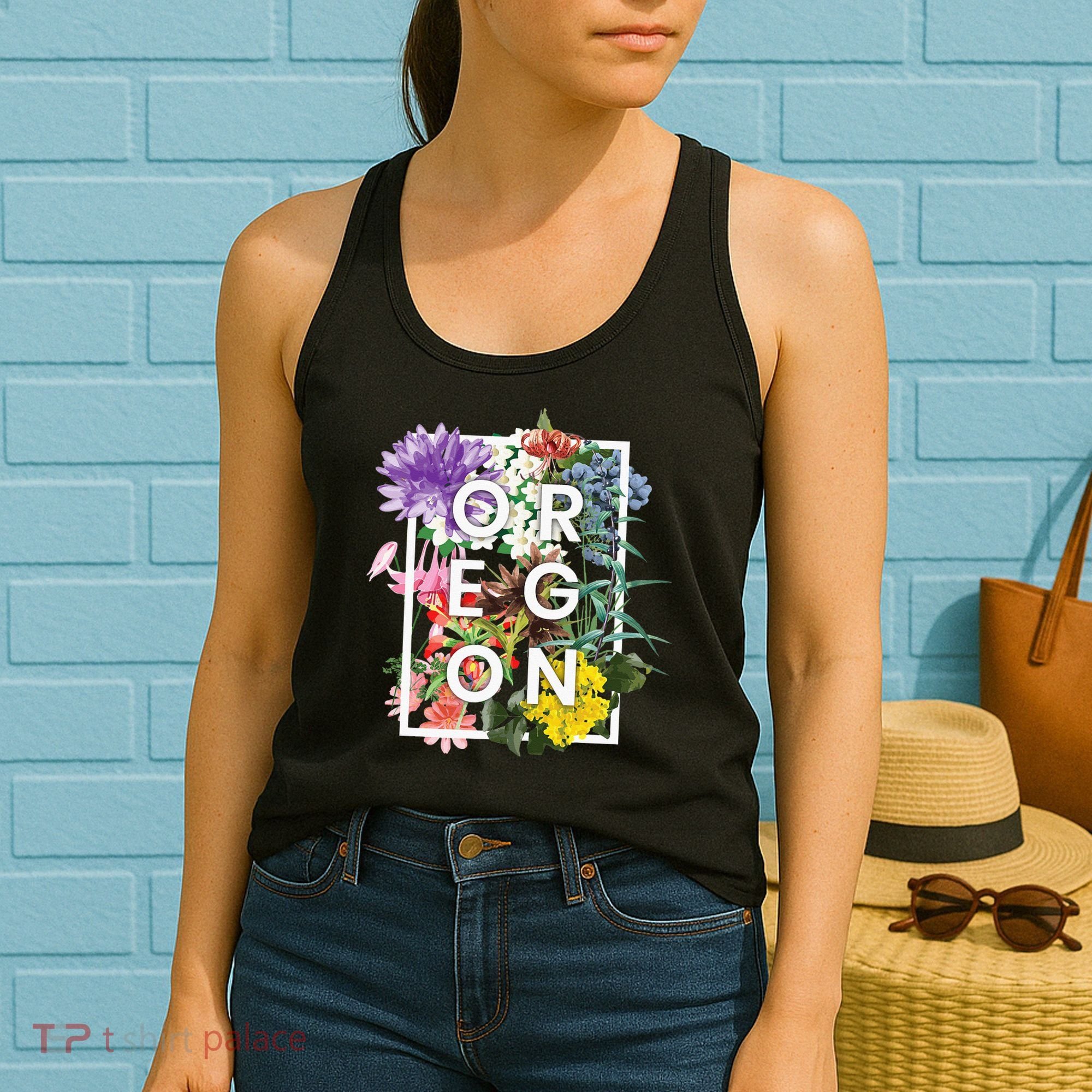 Flowers Of Oregon Word Art Oregonian Pride Women's Tank Top