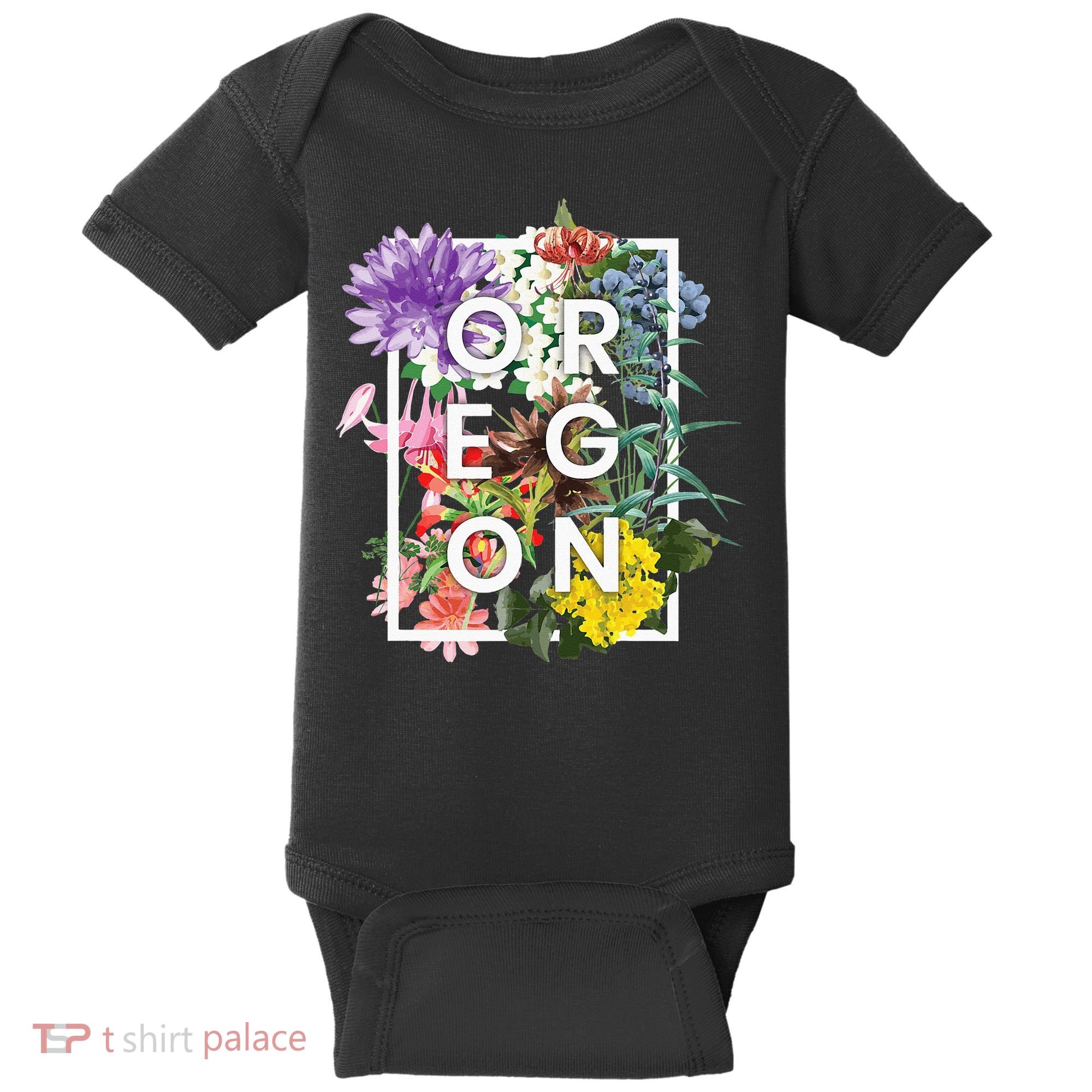 Flowers Of Oregon Word Art Oregonian Pride Baby Bodysuit