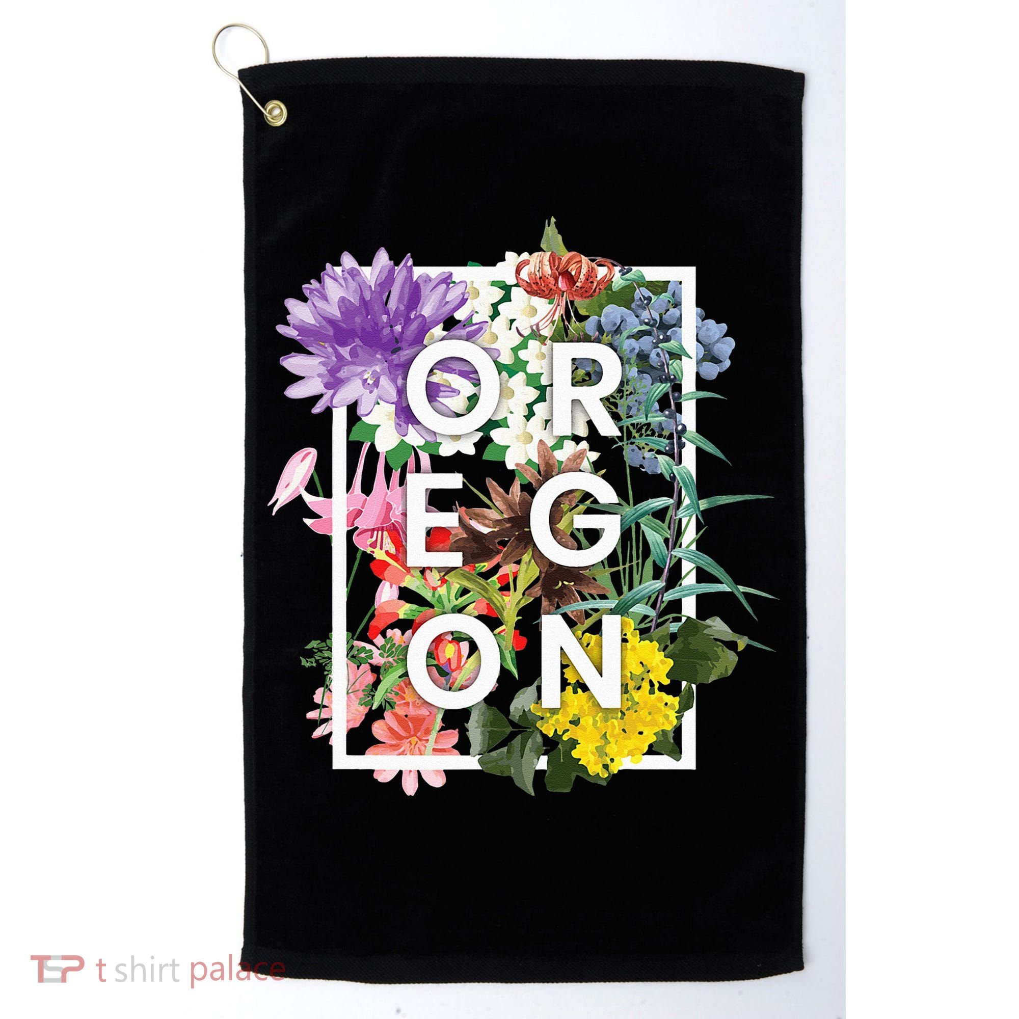 Flowers Of Oregon Word Art Oregonian Pride Golf Towel