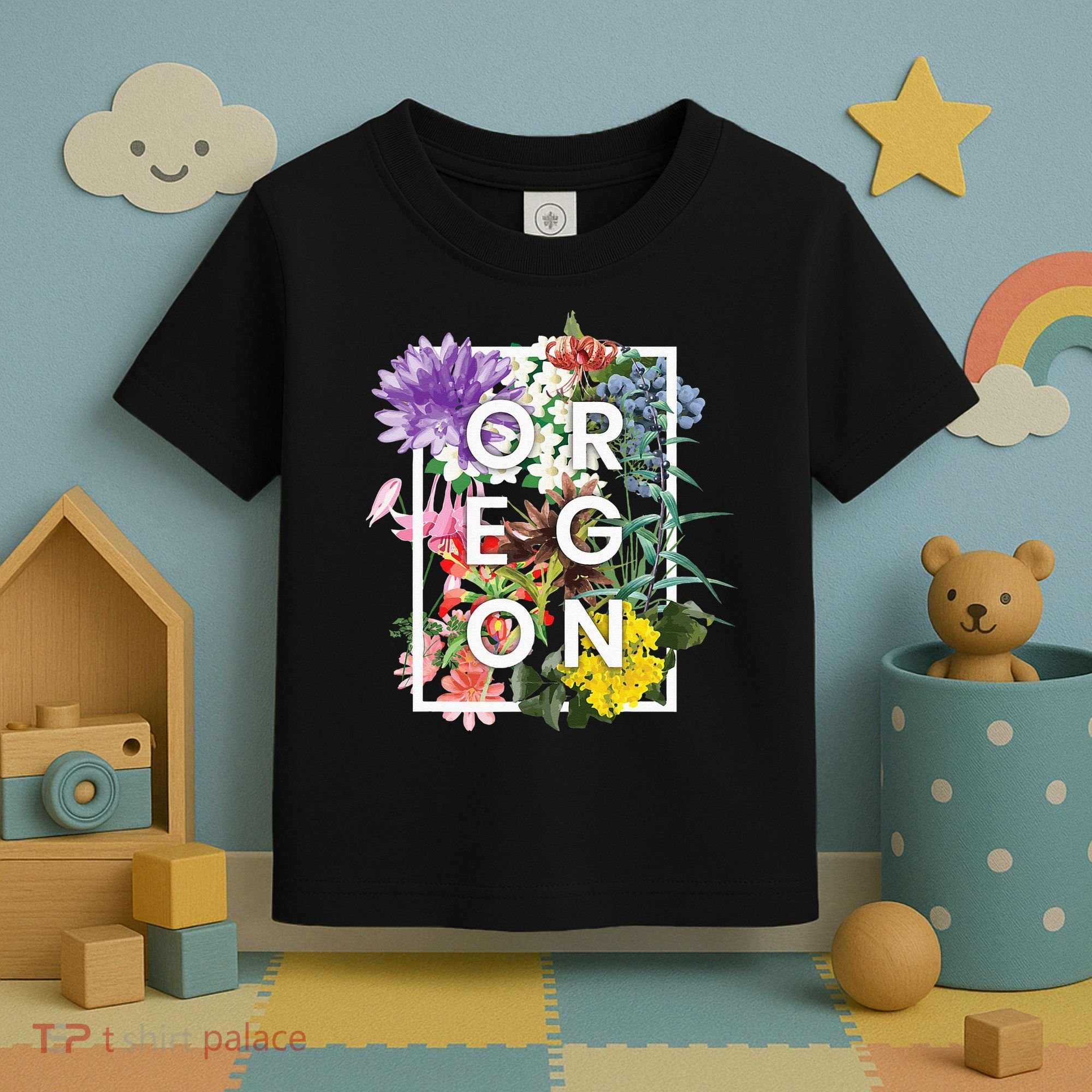 Flowers Of Oregon Word Art Oregonian Pride Toddler T-Shirt