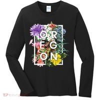 Flowers Of Oregon Word Art Oregonian Pride Women's Long Sleeve Shirt thumb 0