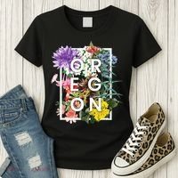 Flowers Of Oregon Word Art Oregonian Pride Women's T-Shirt thumb 3