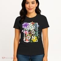 Flowers Of Oregon Word Art Oregonian Pride Women's T-Shirt thumb 4