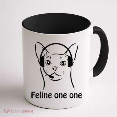 Feline One One Funny 911 Dispatcher Cat Lover Saying Coffee Mug back