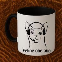 Feline One One Funny 911 Dispatcher Cat Lover Saying Coffee Mug thumb 2