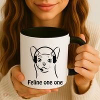 Feline One One Funny 911 Dispatcher Cat Lover Saying Coffee Mug thumb 3
