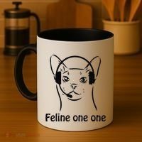 Feline One One Funny 911 Dispatcher Cat Lover Saying Coffee Mug thumb 4