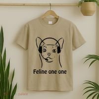Feline One One Funny 911 Dispatcher Cat Lover Saying T-Shirt thumb 2