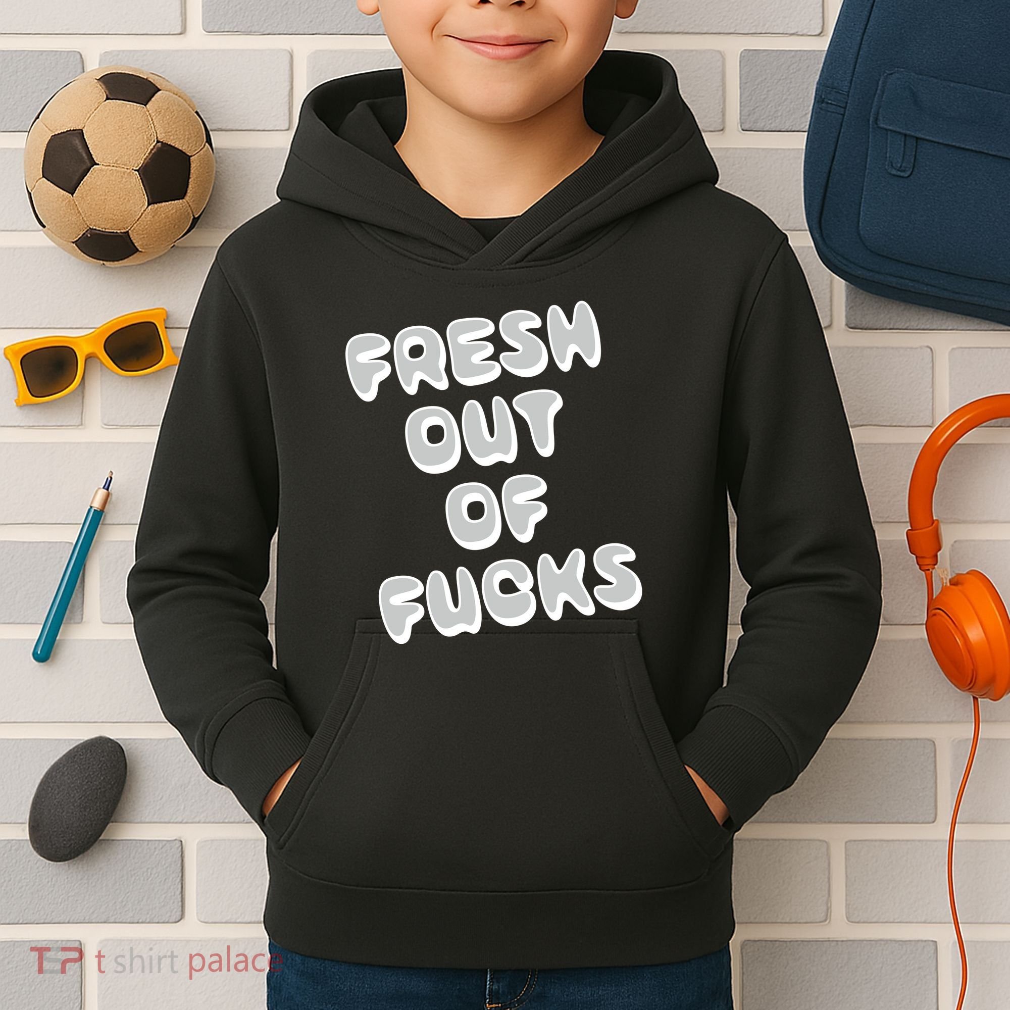Fresh Out Of Fucks Kids Hoodie