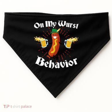 Funny Oktoberfest On My Wurst Behavior USA-Made Doggie Bandana