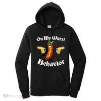 Funny Oktoberfest On My Wurst Behavior Women's Hoodie thumb 0