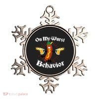 Funny Oktoberfest On My Wurst Behavior Ornament thumb 0