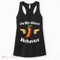 Funny Oktoberfest On My Wurst Behavior Women's Tank Top thumb 0