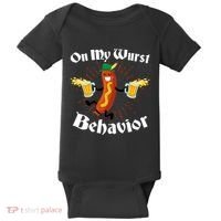 Funny Oktoberfest On My Wurst Behavior Baby Bodysuit thumb 0