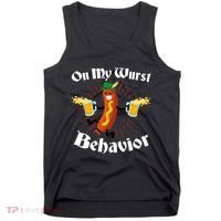 Funny Oktoberfest On My Wurst Behavior Tank Top thumb 0