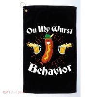 Funny Oktoberfest On My Wurst Behavior Golf Towel thumb 0