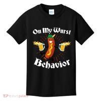 Funny Oktoberfest On My Wurst Behavior Kids T-Shirt thumb 0