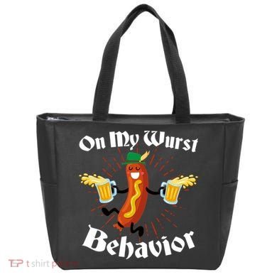 Funny Oktoberfest On My Wurst Behavior Tote Bag