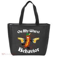 Funny Oktoberfest On My Wurst Behavior Tote Bag thumb 0