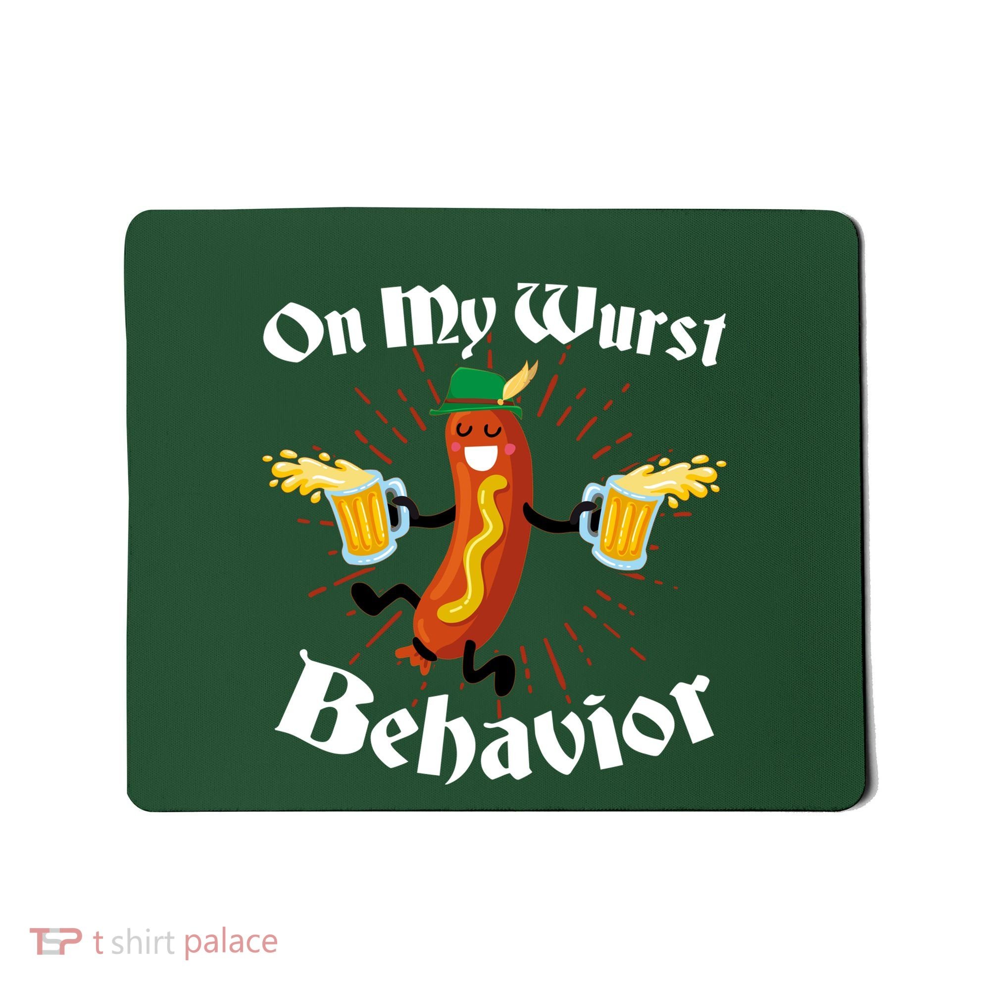 Funny Oktoberfest On My Wurst Behavior Mousepad